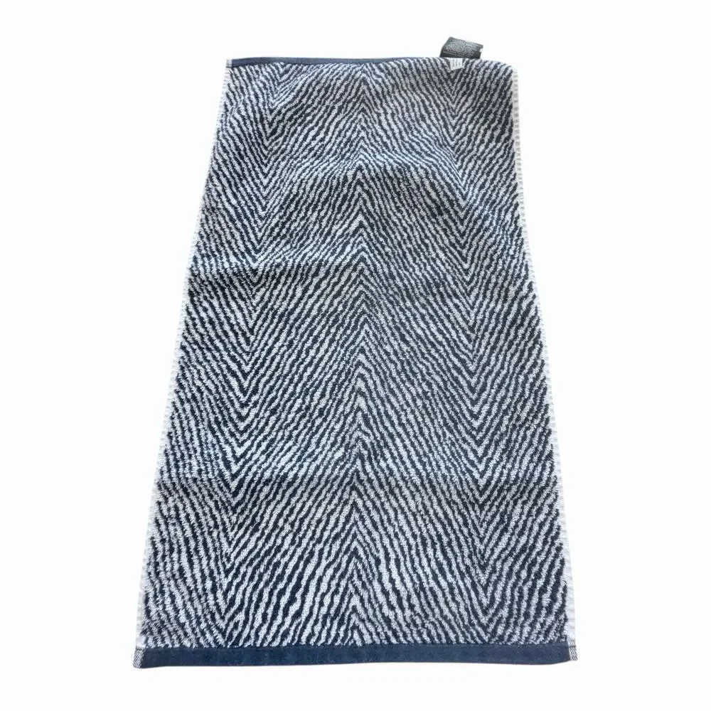 RALPH LAUREN SANDERS NAVY WHITE HERRINGBONE HAND TOWEL VERY GOOD PREOWNED